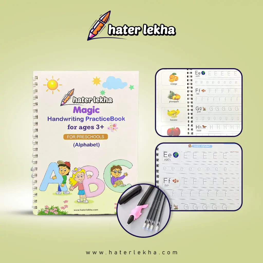 Magic Handwriting Practices Book- Bangla, English, Arabic, Math & Drawing Book for Kids.