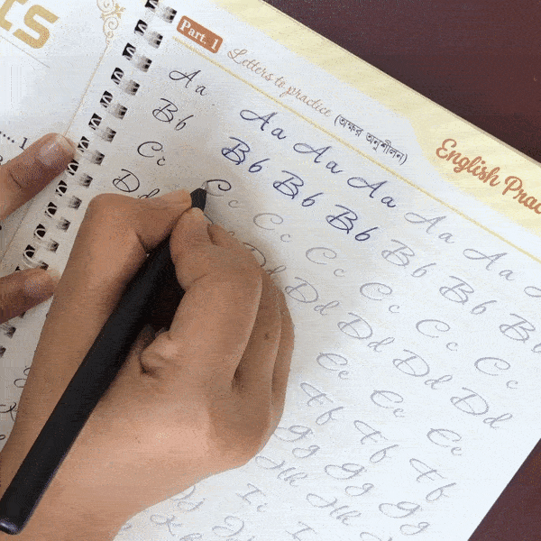 Typography Magic Handwriting Practices Book- Bangla, English, Arabic, Math & Drawing Book for Kids.